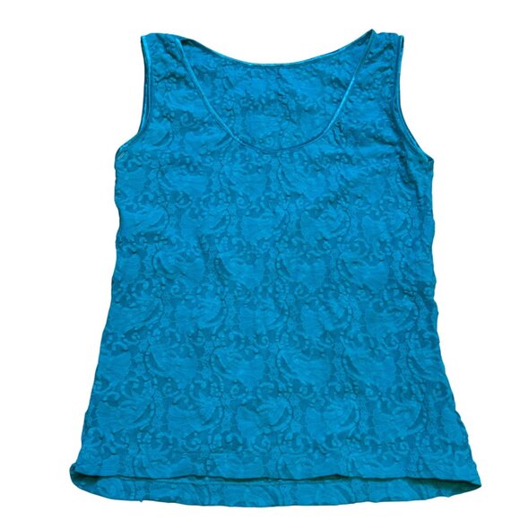 Vintage 90s Sleeveless Super Strechy Lace Tank Top - Picture 1 of 5